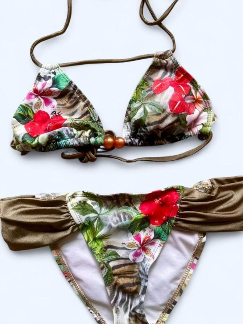 Vintage Guess Tropical Animal Print Bikini Top Small Y2K
